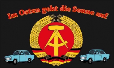 Flagge Fahne DDR  Im Osten geht die Sonne auf Flagge 90x150 cm (EHD)