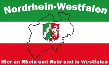 Flagge Fahne Nordrhein-Westfalen Hier an Rhein und Ruhr und in Westfalen Flagge 90x150 cm