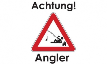 Flagge- Fahne- Achtung Angler Flagge 90x150 cm