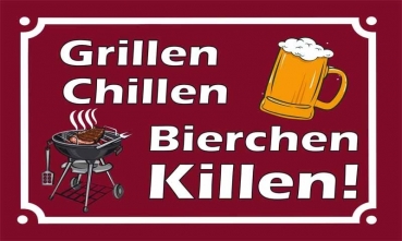 Flagge Fahne Bier Grillen Chillen Bierchen Killen Schild 90x150 cm (EHD)