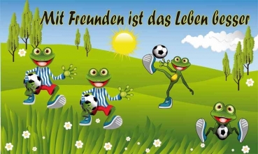 Flagge Fahne Frosch Mit Freunden ist das Leben besser 90x150 cm (EHD)