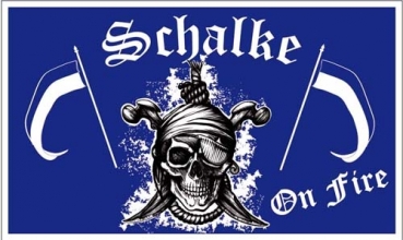 Flagge Fahne Gelsenkirchen Pirat Schalke on Fire blau Flagge 90x150 cm