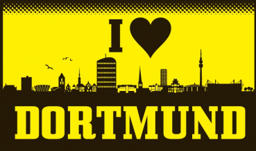 Flagge Fahne I Love Dortmund Skyline Shilouette Ruhrpott 90x150 cm