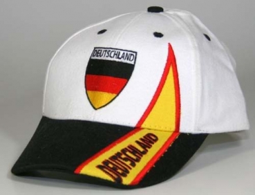 Baseballcap Deutschland weiß, schwarzer Schirm