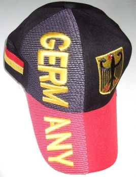 Baseballcap Deutschland schwarz, roter Schirm