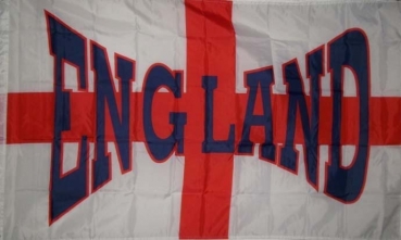 Flagge Fahne England St. Georg Kreuz; Schriftzug England panoramaförmig geschrieben Flagge 90x150 cm