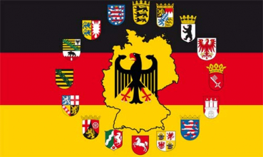 Flagge Fahne Deutschland 16 Bundesländer Landkarte Flagge 90x150 cm