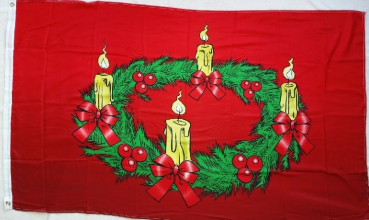 Flagge Fahne Weihnachten-Adventskranz Flagge 90x150 cm