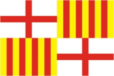 Tischflagge Barcelona Stadt 10x15cm mit Ständer Tischfahne Miniflagge