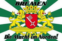 Flagge Fahne Bremen - Die Macht im Norden großes Wappen (Fanflagge Nr. 1) 90x150 cm