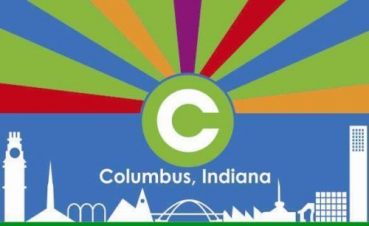 Tischflagge Columbus City Indiana 10x15cm mit Ständer Tischfahne Miniflagge