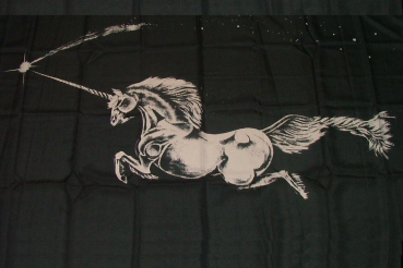 Flagge Fahne Einhorn schwarz Pferd 90x150 cm