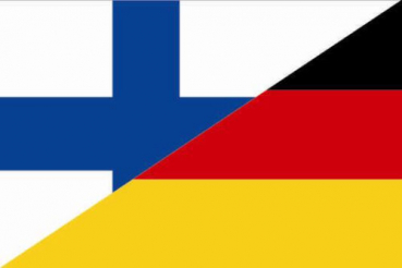 Tischflagge Finnland-Deutschland Freundschaftsfahne 10x15cm mit Ständer Tischfahne Miniflagge