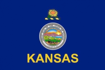 Tischflagge Kansas 10x15cm mit Ständer Tischfahne Miniflagge