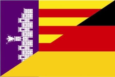 Tischflagge Mallorca-Deutschland Freundschaftsflagge 10x15cm mit Ständer Tischfahne Miniflagge