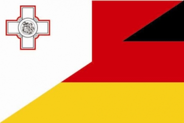 Tischflagge Malta-Deutschland Freundschaftsflagge 10x15cm mit Ständer Tischfahne Miniflagge