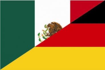 Tischflagge Mexiko-Deutschland Freundschaftsflagge 10x15cm mit Ständer Tischfahne Miniflagge