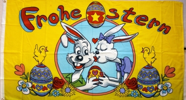 Flagge Fahne Ostern-Frohe Ostern weiße Hasen Flagge 90x150 cm