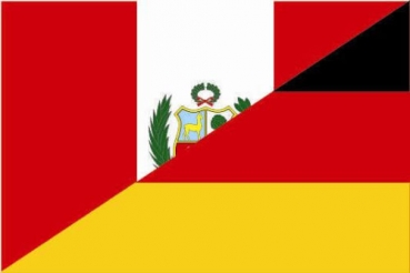 Tischflagge Peru-Deutschland Freundschaftsflagge 10x15cm mit Ständer Tischfahne Miniflagge