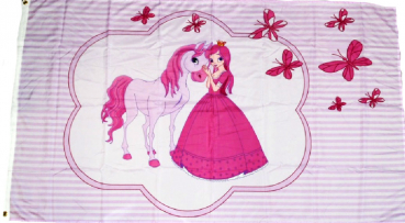 Flagge Fahne Pferd ,Prinzessin mit Pferd, rosa 90x150 cm F4135