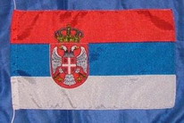 Tischflagge Serbien mit Wappen