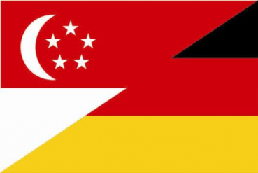 Tischflagge Singapur-Deutschland Freundschaftsflagge 10x15cm mit Ständer Tischfahne Miniflagge