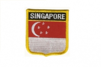 Aufnäher Singapur / Singapore Schrift oben