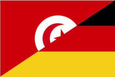 Tischflagge Tunesien-Deutschland Freundschaftsflagge 10x15cm mit Ständer Tischfahne Miniflagge