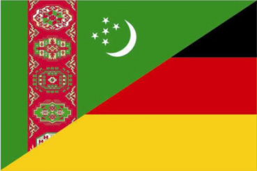 Tischflagge Turkmenistan-Deutschland Freundschaftsflagge 10x15cm mit Ständer Tischfahne Miniflagge