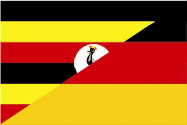 Tischflagge Uganda-Deutschland Freundschaftsflagge 10x15cm mit Ständer Tischfahne Miniflagge