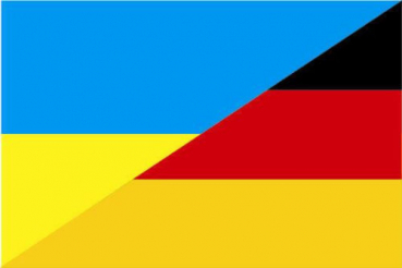 Tischflagge Ukraine-Deutschland Freundschftsflagge 10x15cm mit Ständer Tischfahne Miniflagge