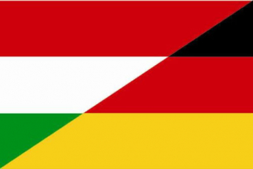 Tischflagge Ungarn-Deutschland Freundschafstflagge 10x15cm mit Ständer Tischfahne Miniflagge