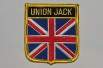 Aufnäher Union Jack / Großbritannien Schrift oben
