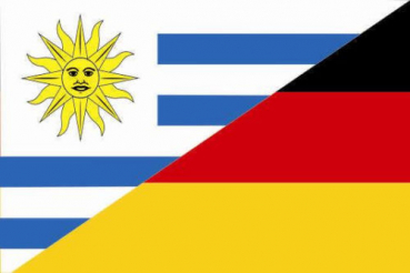 Tischflagge Uruguay-Deutschland Freundschaftsflagge 10x15cm mit Ständer Tischfahne Miniflagge