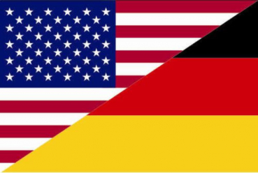 Tischflagge USA Deutschland-Freundschaftsflagge 10x15cm mit Ständer Tischfahne Miniflagge