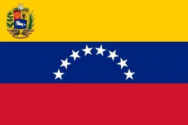 Tischflagge Venezuela mit Wappen 10x15cm mit Ständer Tischfahne Miniflagge