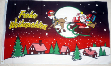 Flagge Fahne Weihnachten-Frohe Weihnachten Rentier 2, rot Eigenkreation Flagge 90x150 cm