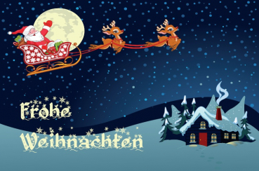 Merry Christmas Weihnachtsmann mit Schlitten Banner  Fahnen Flaggen 30x45cm 