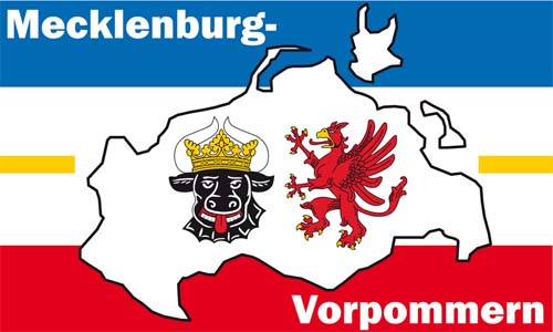 Fahne Flagge mit Ösen Bundesland Mecklenburg 90 x 150 cm Ostdeutschland Osten 