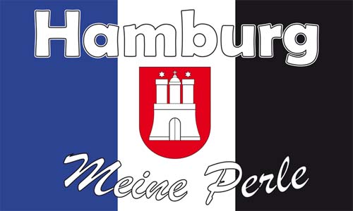 Fahne Flagge Hamburg meine Perle  mit Hohlsaum Stockflagge 30x45 cm  NEU