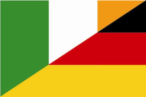 Flaggenparadies - Flagge Fahne Irland-Deutschland Freundschaftsfahne 30x45  cm Stockflagge Hohlsaum