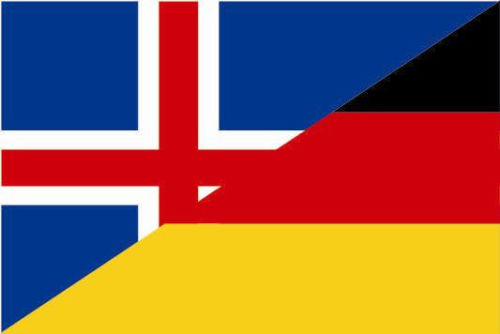 Flaggenparadies - Flagge Fahne Island-Deutschland Freundschaftsfahne 30x45  cm Stockflagge Hohlsaum