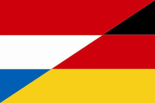 Flaggenparadies - Flagge Fahne Niederlande-Deutschland Freundschaftsfahne  30x45 cm Stockflagge Hohlsaum