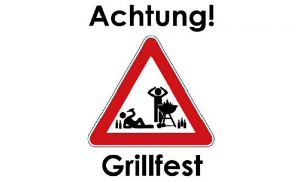 Flagge Fahne Achtung Grillfest 90x150 cm