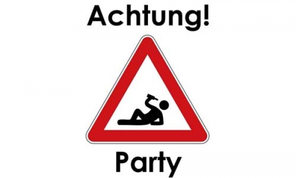 Flagge Fahne Achtung Party 90 x 150 cm