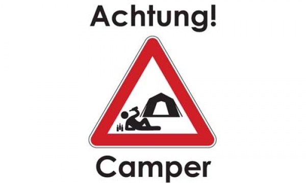 Flagge Fahne Achtung Camper 90x150 cm