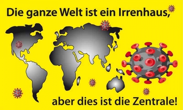 Flagge Fahne Die ganze Welt ist ein Irrenhaus 90x150 cm (EHD)