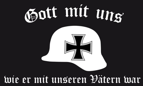 Flagge Fahne DR- Gott mit uns 5 Stahlhelm Flagge 90x150 cm