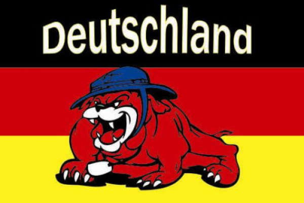 Tischflagge Deutschland Bulldogge 10x15cm mit Ständer Tischfahne Miniflagge