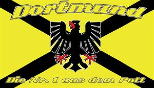 Flagge Fahne Dortmund Kreuz - Die Nr. 1 aus dem Pott (Fanflagge Nr. 6) 90x150 cm